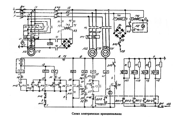 1А64 Схема електрична токарно-гвинторізного верстата